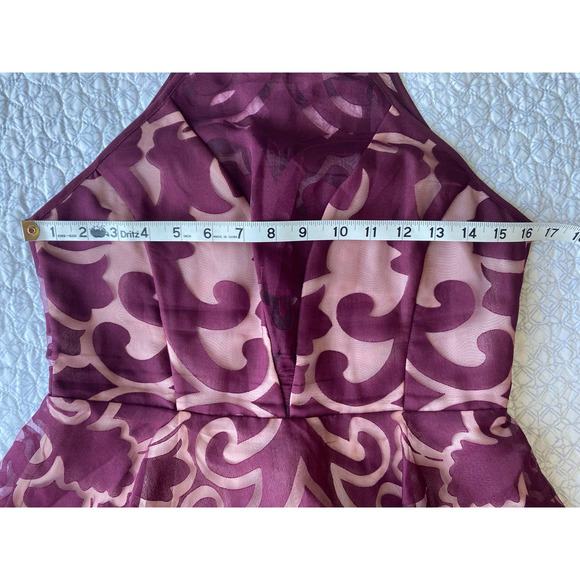 Keepsake Romantic Rebel Burnout Lace Skater Dress i n Wine, Medium - Picture 9 of 11